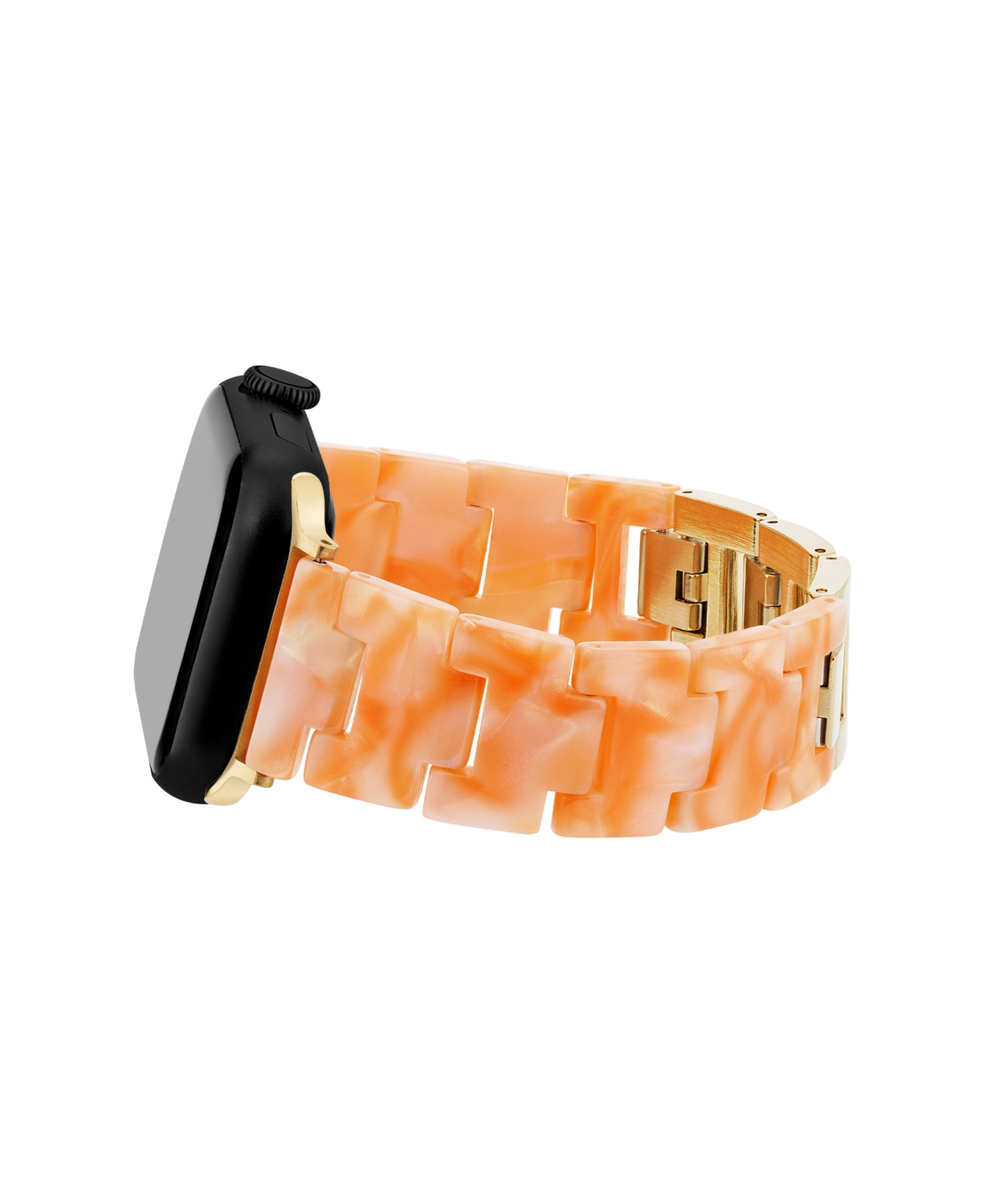 Anne Klein Women's Peach Marbleized Acetate Bracelet Band For Apple Watch 10 38/40/41mm In Peach,gold-tone