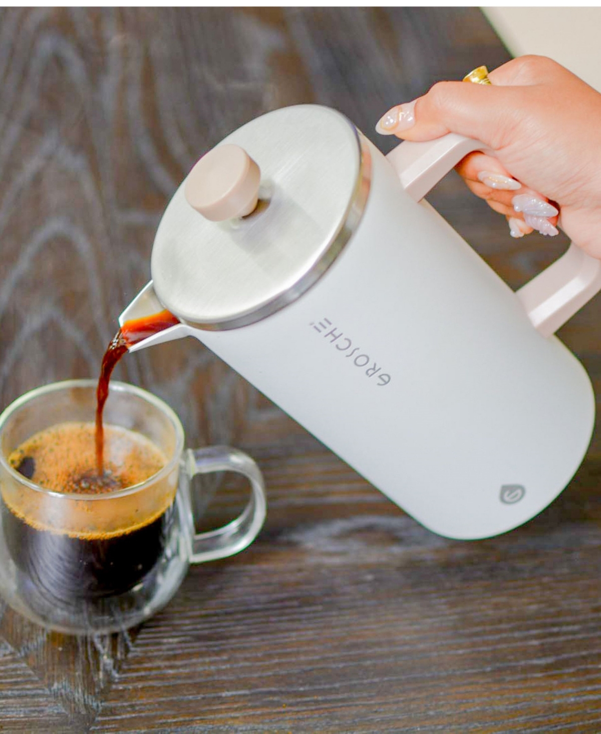 Grosche Dublin 8-cup Double Wall French Press Coffee Maker In White