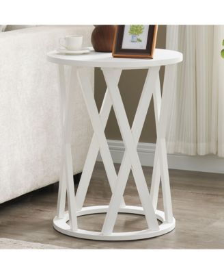 Emma Side End Table - Modern Round Farmhouse Accent Table - Side Table for Living Room, Bedroom, Office