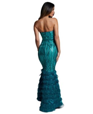 Women's Sequin Feather Gown
