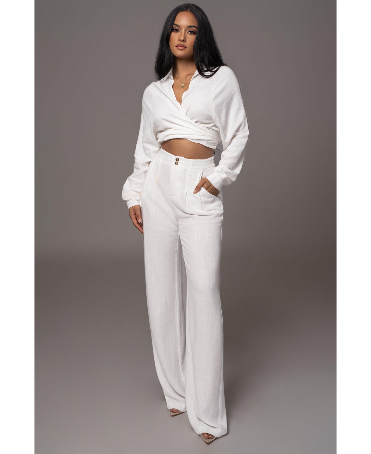 Женские брюки JLUXLABEL Thea Linen, цвет: Слоновая кость — фото 3
