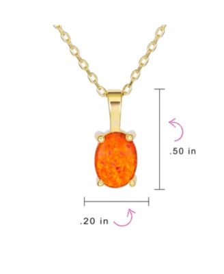 Oval Created Opal Solitaire Pendant Necklace in Rose Gold Sterling Silver