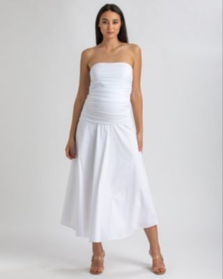 Maternity Strapless Side Ruching Poplin and Jersey Coco Dress