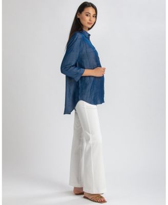 Maternity 3/4 Sleeve Chambray-look Viscose Erica Blouse