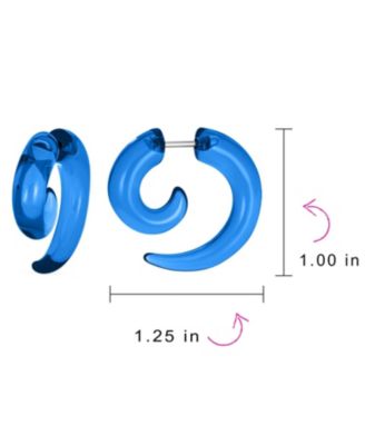 Round Swirl Spiral Tribal Fake Faux Ear Plug Taper Earrings Acrylic Resin Steel