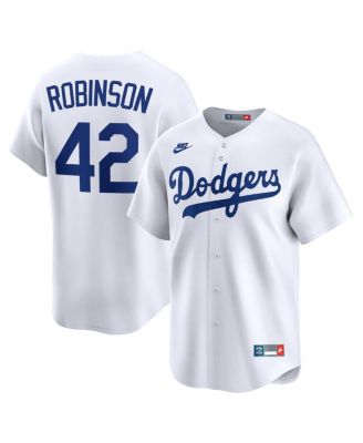 Nike - Men's Jackie Robinson White Brooklyn Dodgers Throwback Cooperstown Collection Limited Jersey