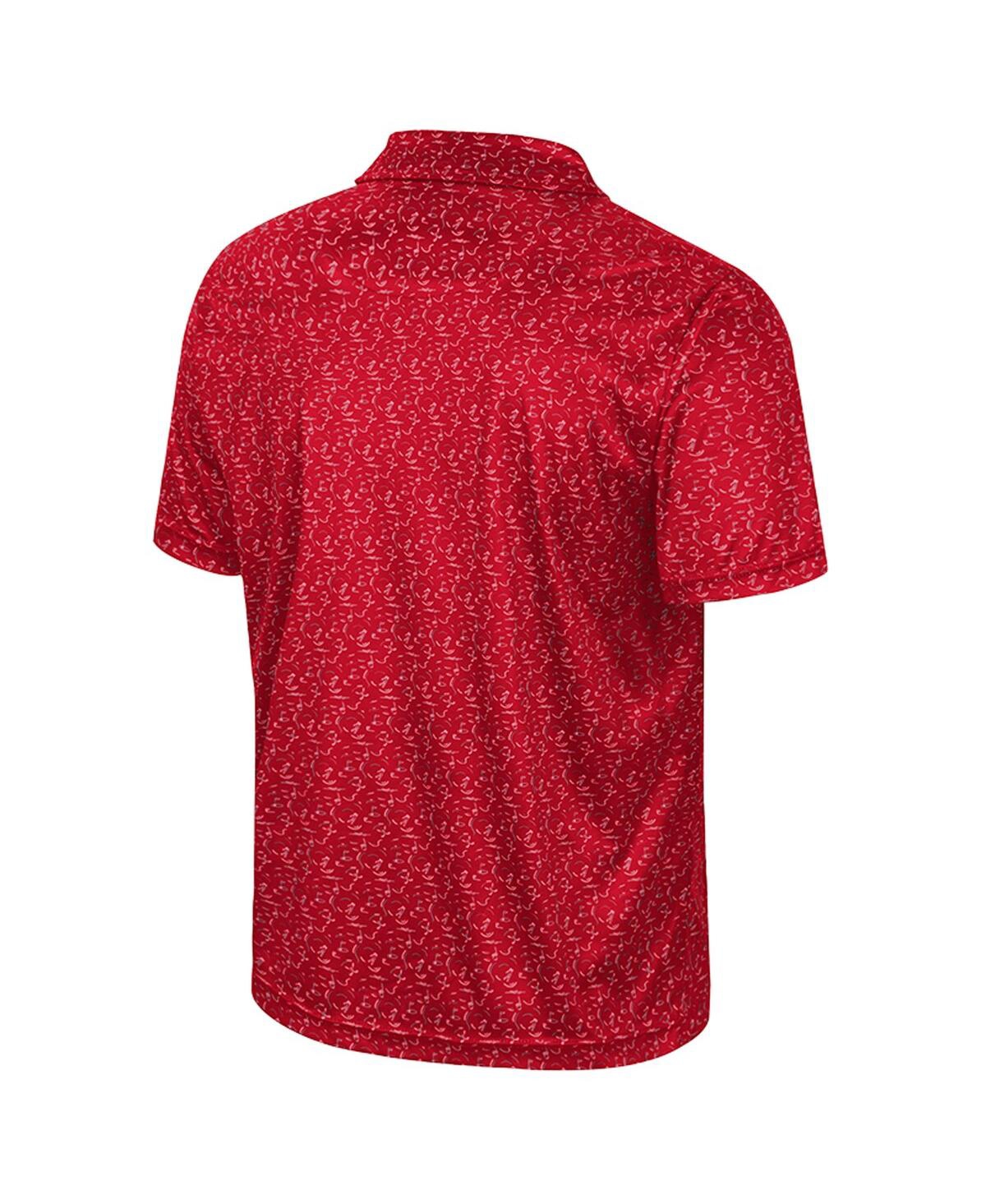 COLOSSEUM MEN'S RED WISCONSIN BADGERS SUBLIMATED GOLF POLO SHIRT 