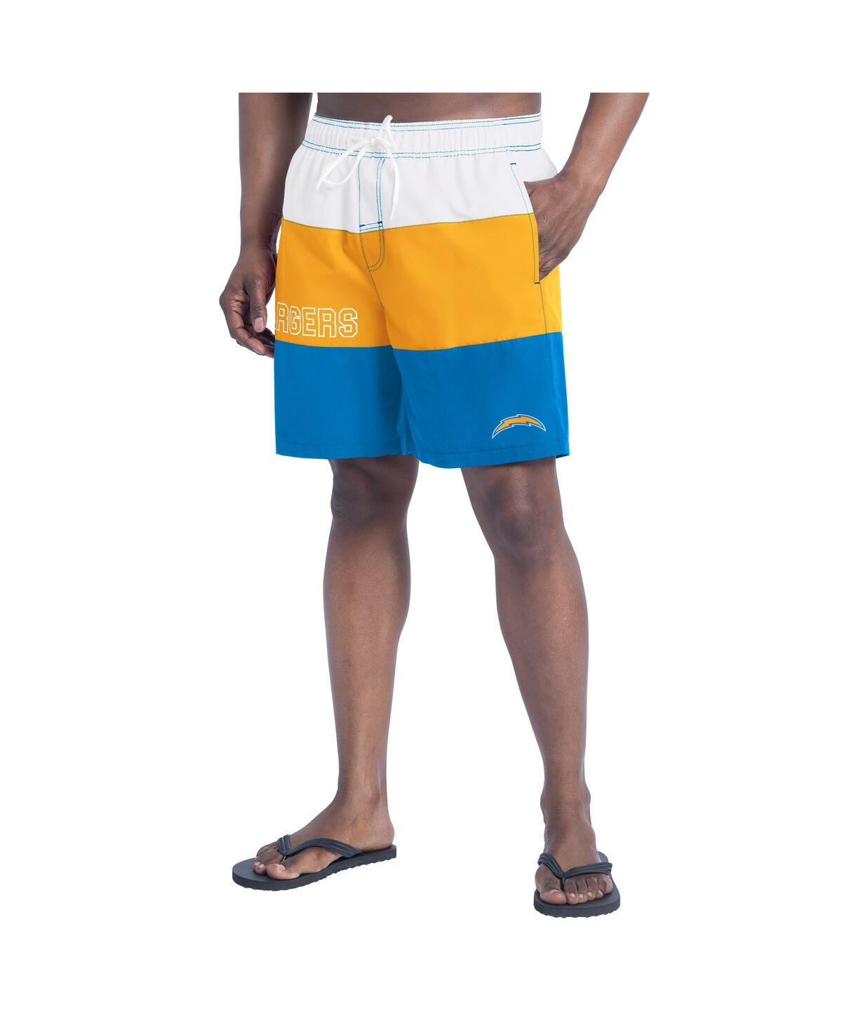 Men's Powder Blue/Gold Los Angeles Chargers Sunrise Volley Swim Shorts - Powder Blue, Gold