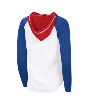 Women's White/Royal New York Rangers VIP Raglan Long Sleeve Hoodie T-Shirt