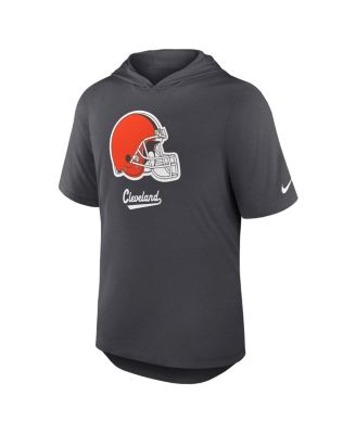 Men's Anthracite Cleveland Browns Tri-Blend Performance Hoodie T-Shirt