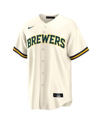 Men's Brice Turang Cream Milwaukee Brewers Home Replica Jersey