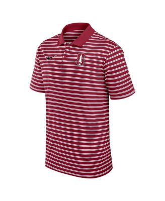 Men's Cardinal/White Stanford Cardinal Primetime Victory Striped Performance Polo Shirt