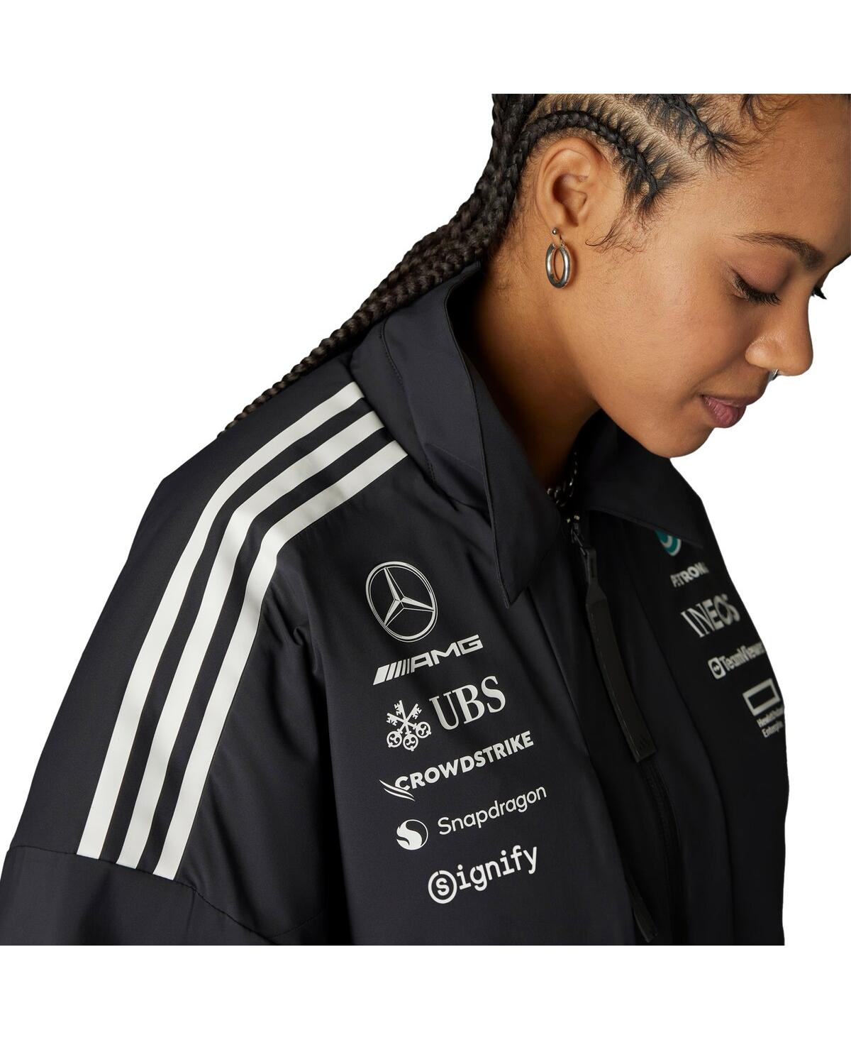 Shop Adidas Originals Women's Black Mercedes-amg Petronas F1 Team Team Wear Loose Full-zip Jacket