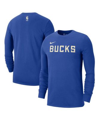 Nike - Men's Royal Milwaukee Bucks 2024/25 City Edition Essential Logo Long Sleeve T-Shirt