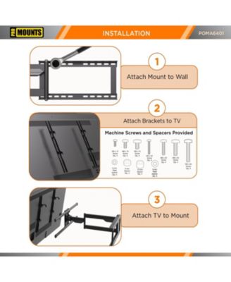 Full Motion Indoor and Outdoor TV Wall Mount For Tvs 32" - 75" Up To 132 lbs