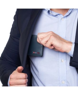 Mens Genuine Leather RFID Safe Bifold Wallet Passcase 2 ID Windows