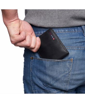 Men's Wallet for Men RFID Protected Leather Wallet Spencer Bifold Divided Bill Section Gift Box 2 ID Windows 14 Card Storage Pockets