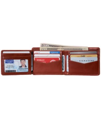 Men's Wallet for Men RFID Protected Leather Wallet Spencer Bifold Divided Bill Section Gift Box 2 ID Windows 14 Card Storage Pockets