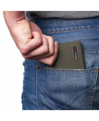 Mens Commuter RFID Bifold Wallet 2 ID Windows Divided Bill Section
