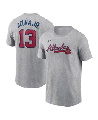 Nike - Men's Ronald Acu&ntilde;a Jr. Gray Atlanta Braves Fuse Name Number T-Shirt