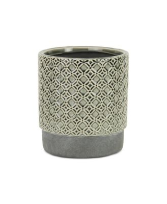 Round Geometric Ceramic Planter X2013 Stylish Pot For Indoor Outdoor Plants