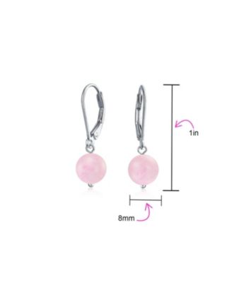 Sterling Silver Drop Earrings with 8MM Natural  Balls and Lever Back