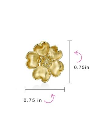 Heart Petals Flower Cubic Zirconia CZ Clip On Earrings Non Pierced Ears Matte Gold Plated Brass