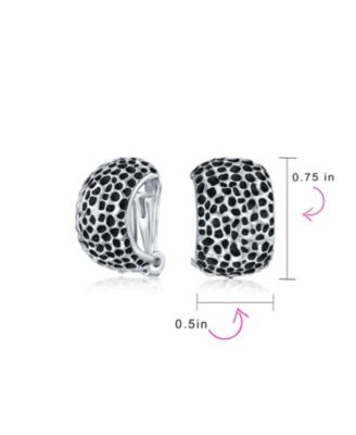 Fashion Speckle Hammered Leopard Half Hoop Clip On Earrings Matte Silver Gold Plated For Non Pierced Ears