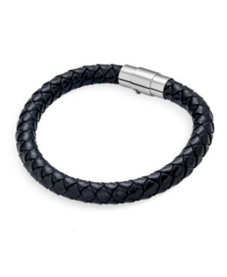 Stackable Woven Weave Braided Leather Bracelet Woven Bangle Bracelet Stainless Barrel Clasp