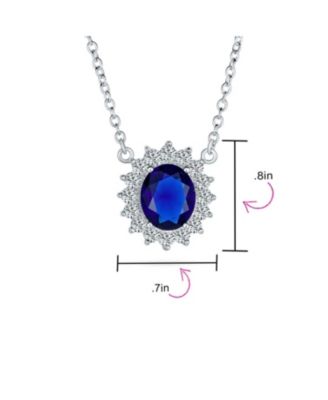 Classic Estate Crown 1. CZ Halo Oval Navy Cubic Zirconia Station Pendant Plated Brass