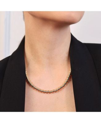 Classic Simple 6MM Round Bead Strand Necklace Gold 16 Inch