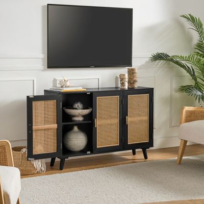 Mid-century Modern Pidcock Contemporary Door Accent Cabinet with Rattan