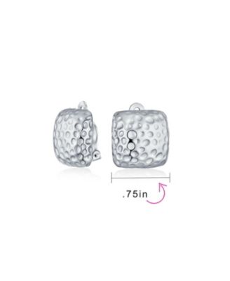 Geometric Casual Fashion Speckle Hammered Square Clip On Earrings Silver Gold Plated For Non Pierced Ears