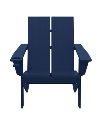 Outdoor HDPE Modern Adirondack Chair with Cup Holder (Set of 4)