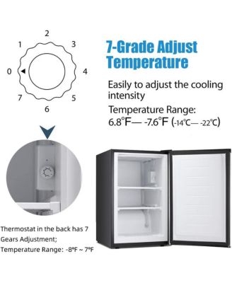 3.0 Cu.Ft Upright Mini Freezer – Compact Stainless Steel with Reversible Door, Temp Control & Removable Shelves for Dorm, Home, Office