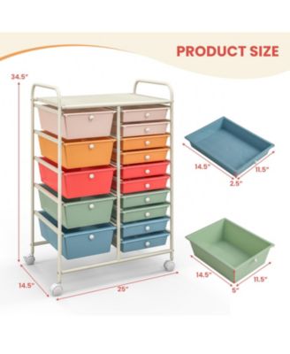 15-Drawer Utility Rolling Organizer Cart with Multi-Use Storage
