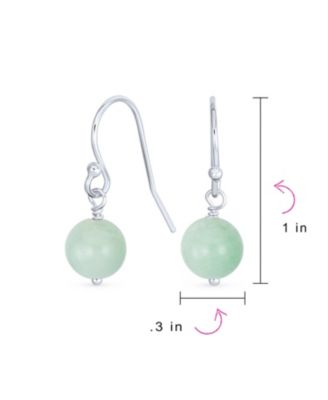 Basic Round 8MM Bead Drop Earrings with Fish Hook in Sterling Silver