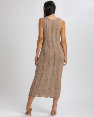 Maternity Sleeveless Crochet Knit Fitted Maxi Hibiscus Dress