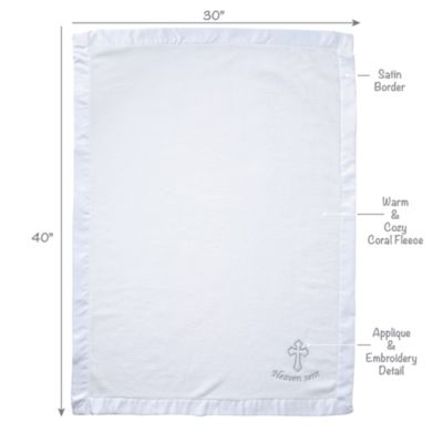 Baby Heaven Sent Baptism/Christening Soft White Fleece Blanket