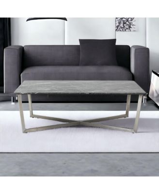 Faux Marble Rectangular Coffee Table for Modern Living Room Decor