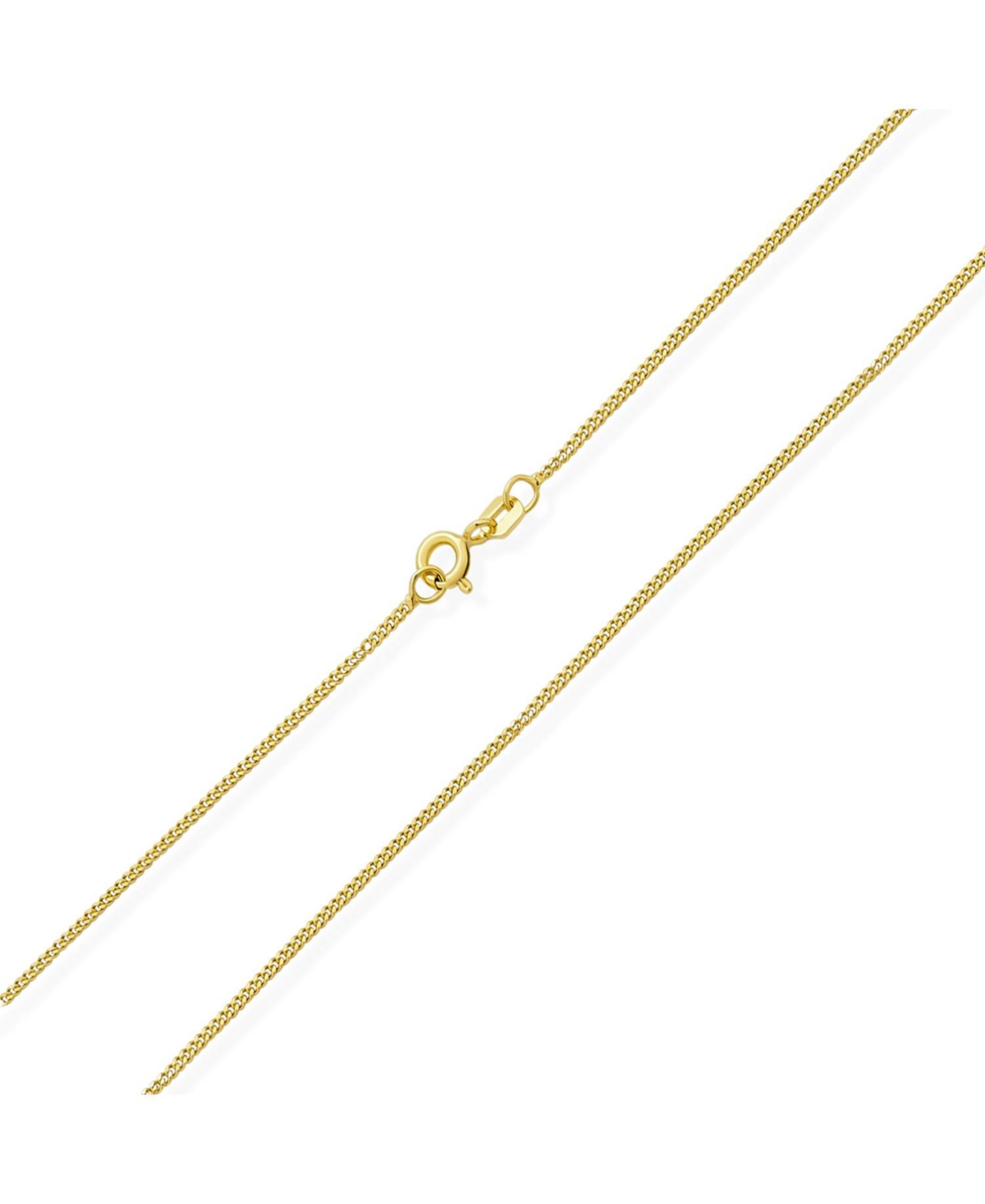 Thin 2MM Strong Simple Miami Cuban Curb Chain Necklace Yellow Gold Plated.925 Sterling Silver - Gold-tone