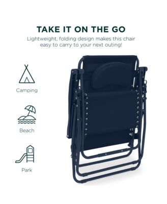 Oversized Zero Gravity Chair, Folding Outdoor Patio Recliner w/ Cup Holder