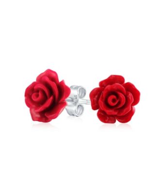 Romantic 3D Carved Rose Flower Blooming Post Stud Earrings 10MM Lightweight