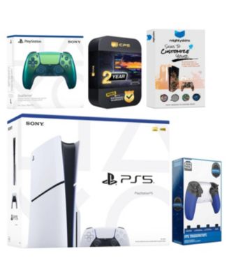 Playstation 5 Slim Disc with Controller, Trigger Stop Kit and MightySkins Decal Voucher + 2 Year CPS Extended Warranty