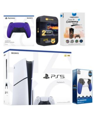 Playstation 5 Slim Disc with Controller, Trigger Stop Kit and MightySkins Decal Voucher + 2 Year CPS Extended Warranty