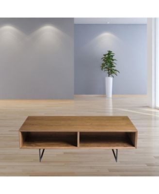 Sturdy Metal Coffee Table with Dual Shelves for Extra Storage