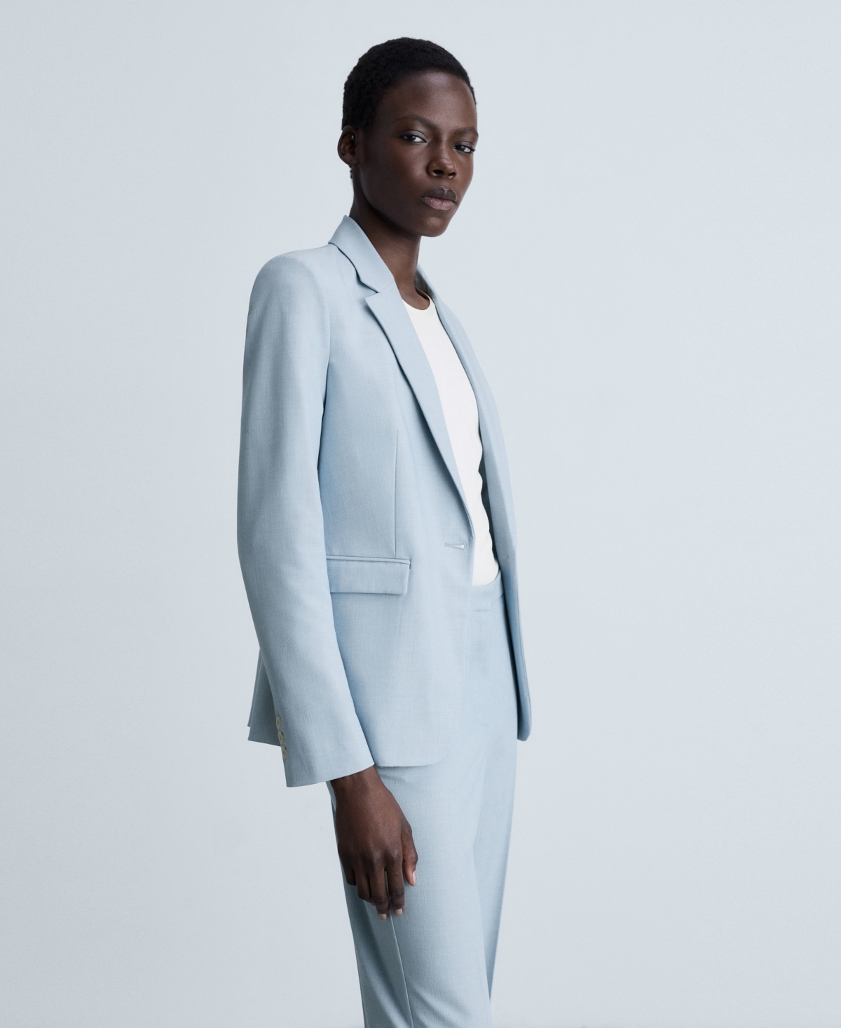 Shop Mango Women's Straight Suit Trouser Pants In Sky Blue