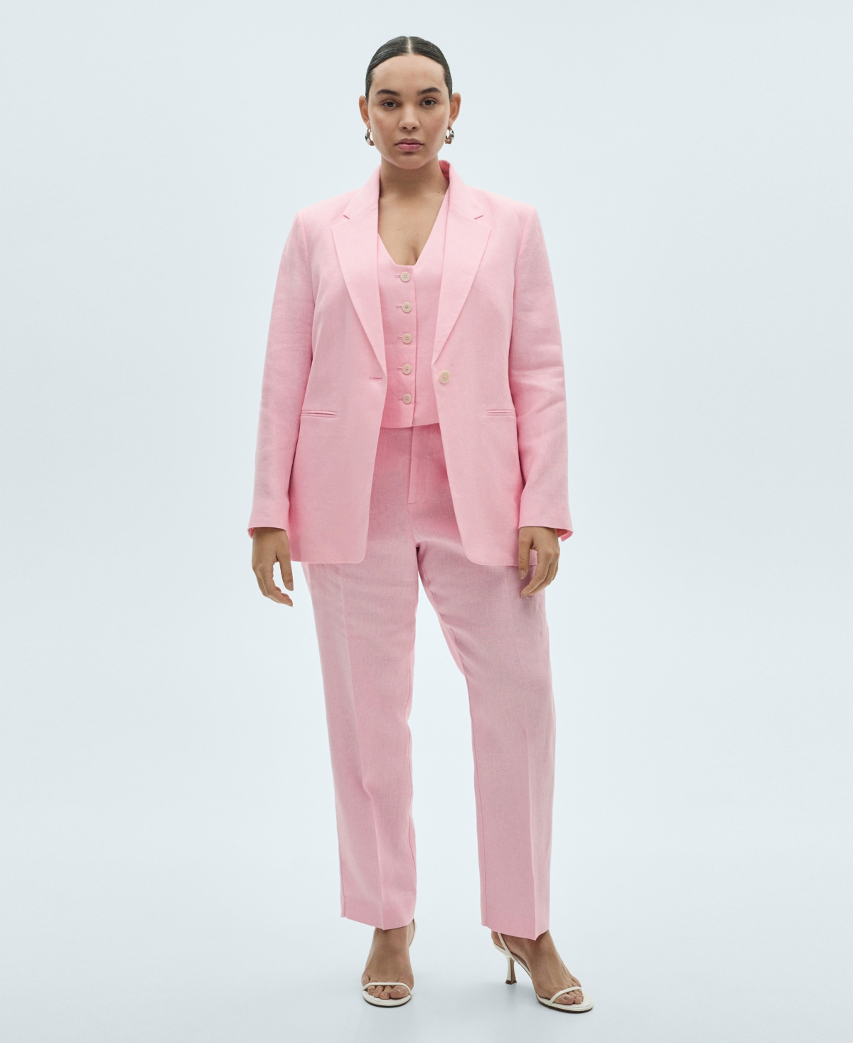 Mango Linen Suit Trousers Light Pink In Light Pink