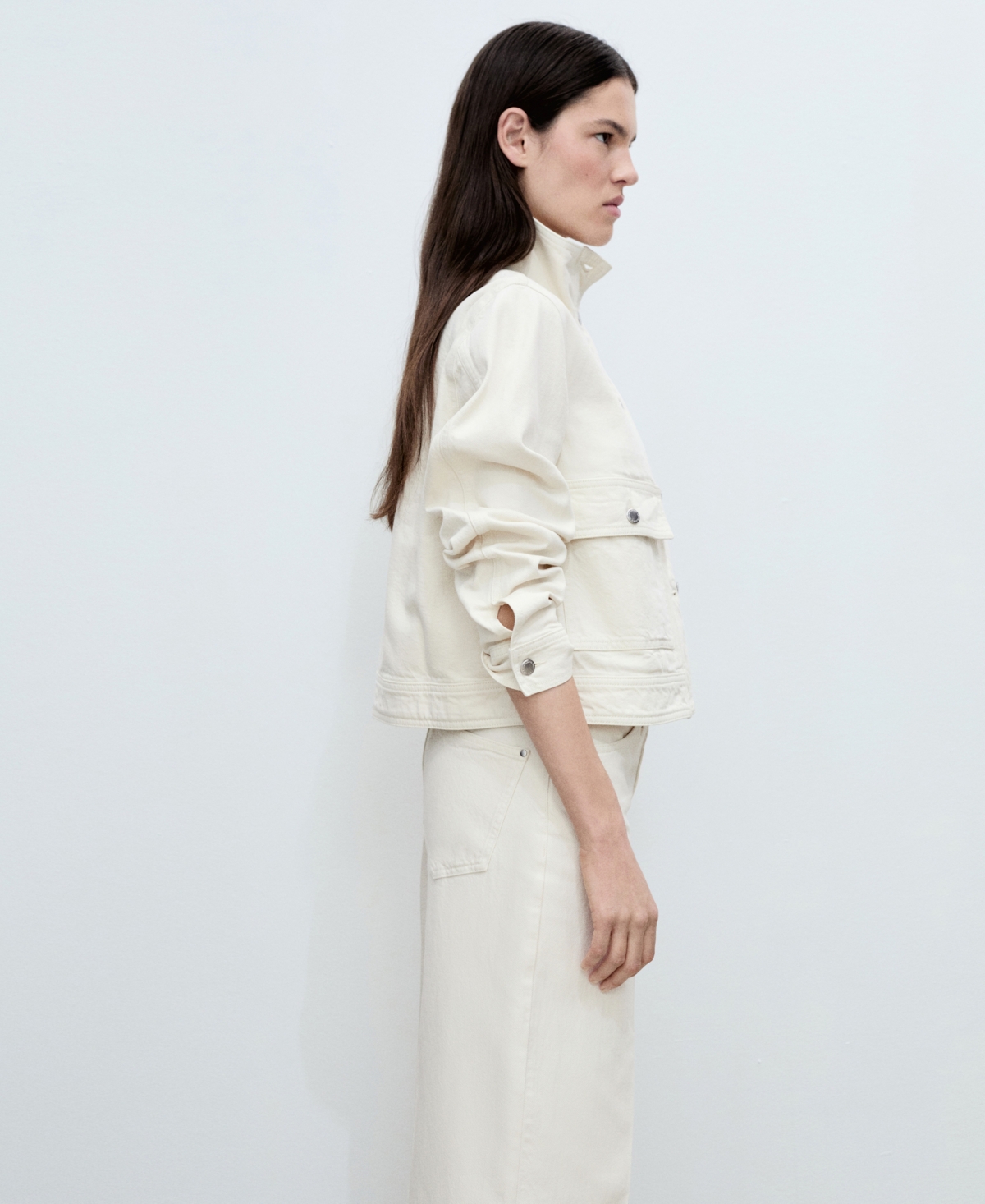 Mango Women's Belt Wide Leg Jeans In Off White