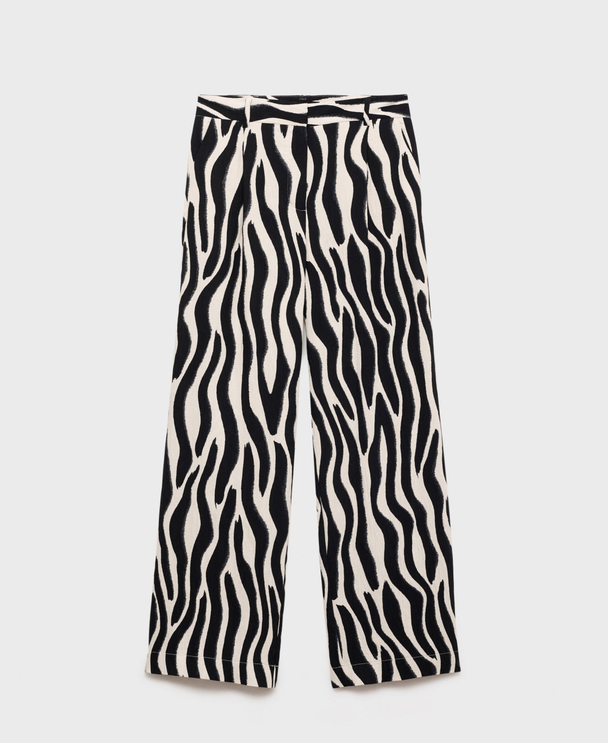 Mango Zebra Stripe Straight Leg Pants In Black